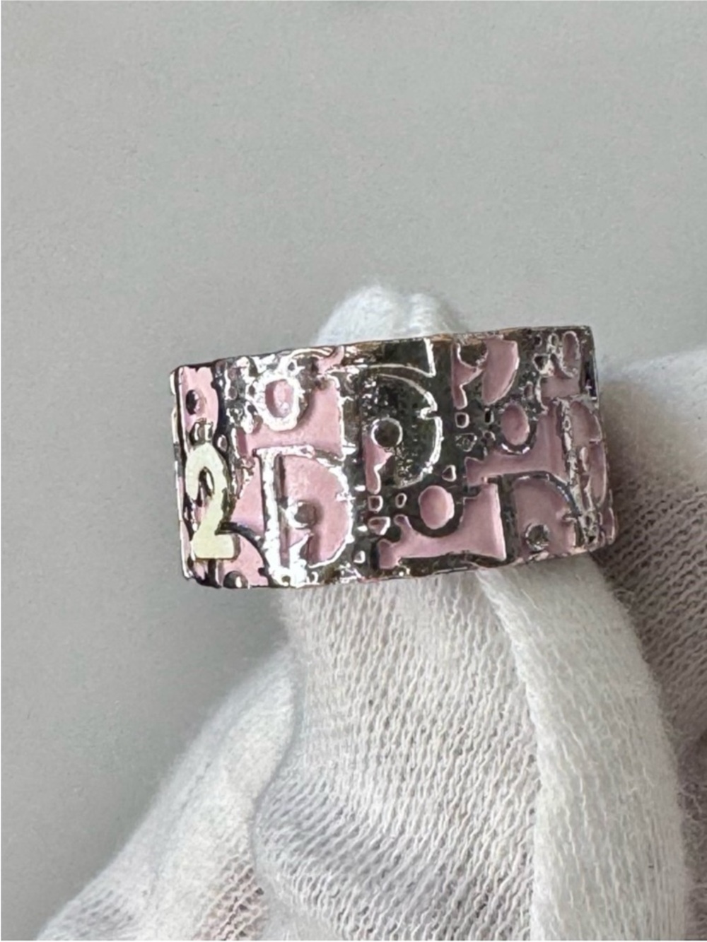 Dior Pink and Silver Trotter Band Ring size 6 w/COA - Picture 4 of 15